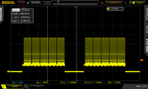 Active current measured eith a 100 ohm resistor